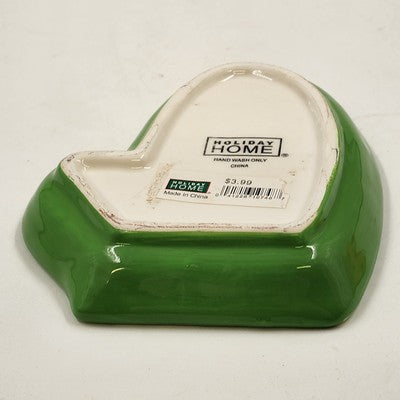 Holiday Home Green Blue Mitten Glove Trinket Dish Ceramic China 6"x1"
