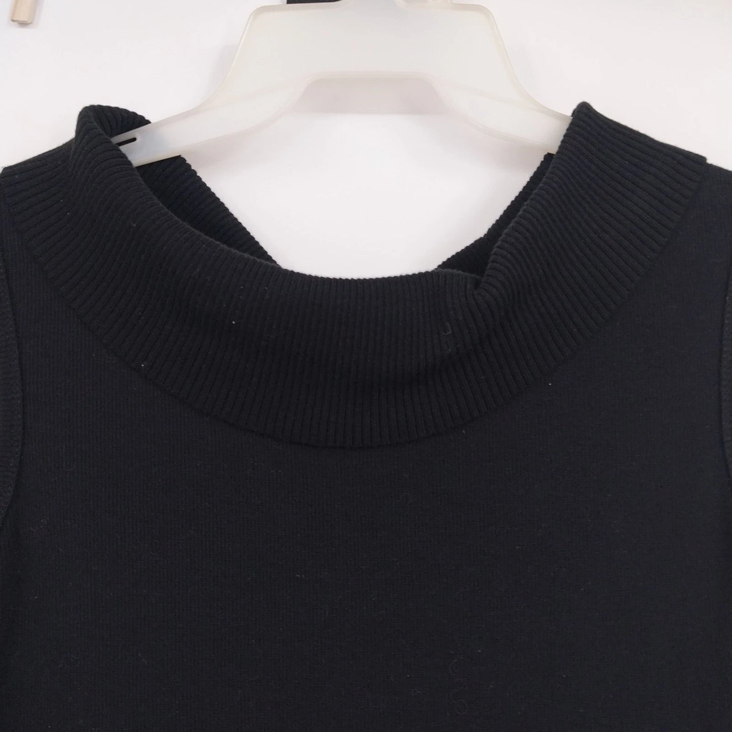 Rafaella Black Mock Neck Sleeveless Knit Top Womens Large Cotton Blend Vietnam