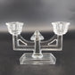 New Martinsville Art Deco Clear Glass Double Candle Holder Candelabra Vtg