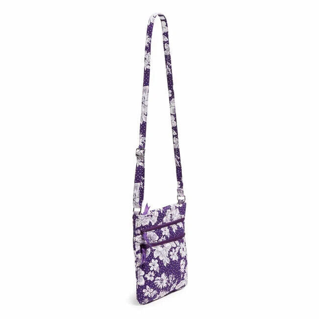 Vera Bradley Triple Zip Hipster Purple White Rain Garden Crossbody Bag NWT