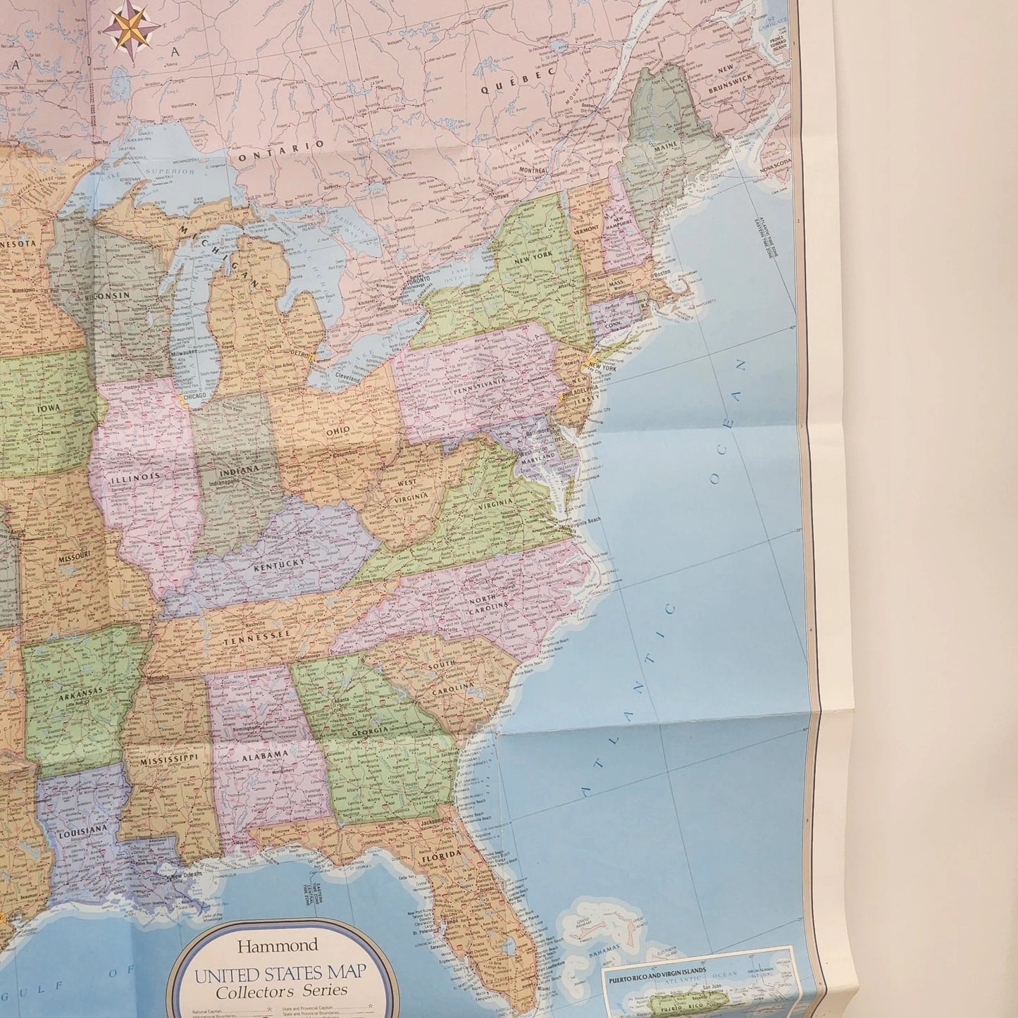 Hammond United States Paper Map Collector Series 50" x 38" Folded with Cities