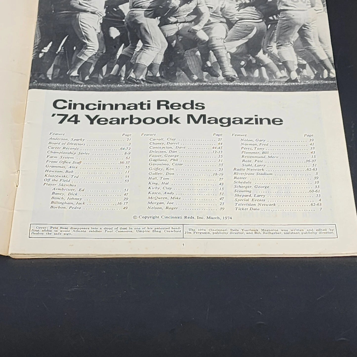 1974 Cincinnati Reds Yearbook Big Red Machine MLB Vintage