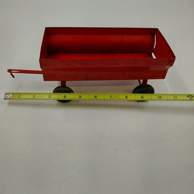 Ertl Red Farm Grain Wagon Trailer Pressed Steel 8"x4" Vintage 1:16 Tractor Toy