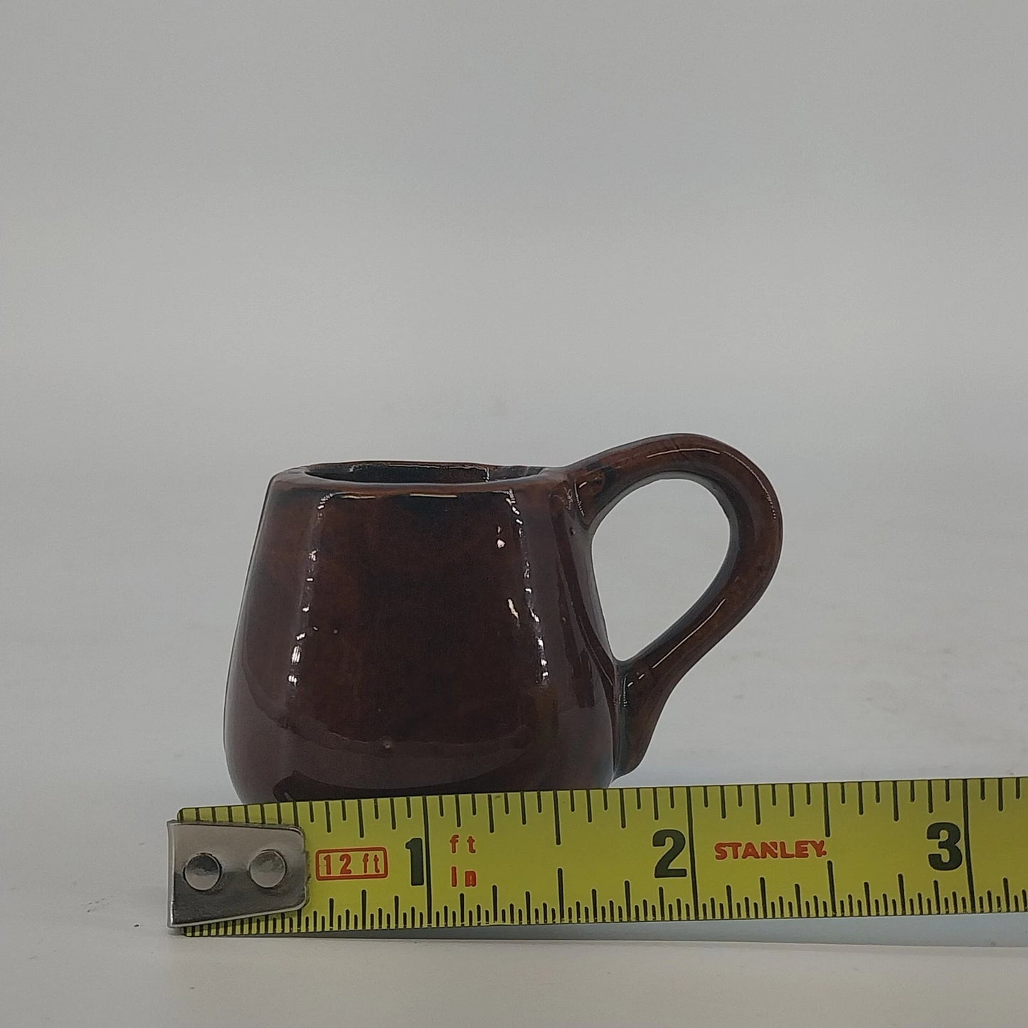 Pacific Japan MINIATURE Coffee Cups Set 4 Red Clay Brown Glaze Earthenware Mugs