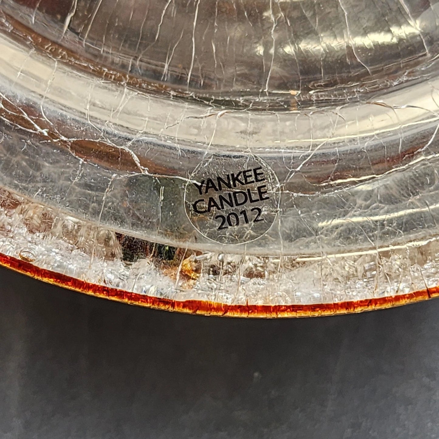 Yankee Candle Large Jar Shade Crackle Glass Pumpkin & Autumn Leaves Fall Holiday