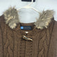 Relativity Women’s Medium Brown Cable Knit Vest Faux Fur Hood Toggle Zip