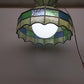 Tiffany Style Green Stained Glass Hanging Light Fixture 16 Inch