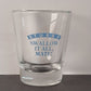 SWALLOW IT ALL MATE Clear Shot Glass by Stubbs Blue Writing Heavy Base 2.5" Tall