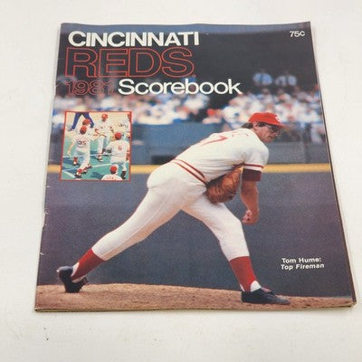 Cincinnati Reds 1981 Scorebook Tom Hume Top Fireman Cover MLB Baseball Complete