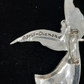 Metal Pewter Angel Brooch Pendant April Birthstone Diamond Crystal 3"Pin Vintage