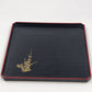 Japanese Plastic Square Food Serving Tray 10.5" Black and Red Trim Floral Image