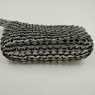 Unique Clutch Purse Shoulder Bag Pop-Top Aluminum Can Tabs Silver Zipper Bag 8"