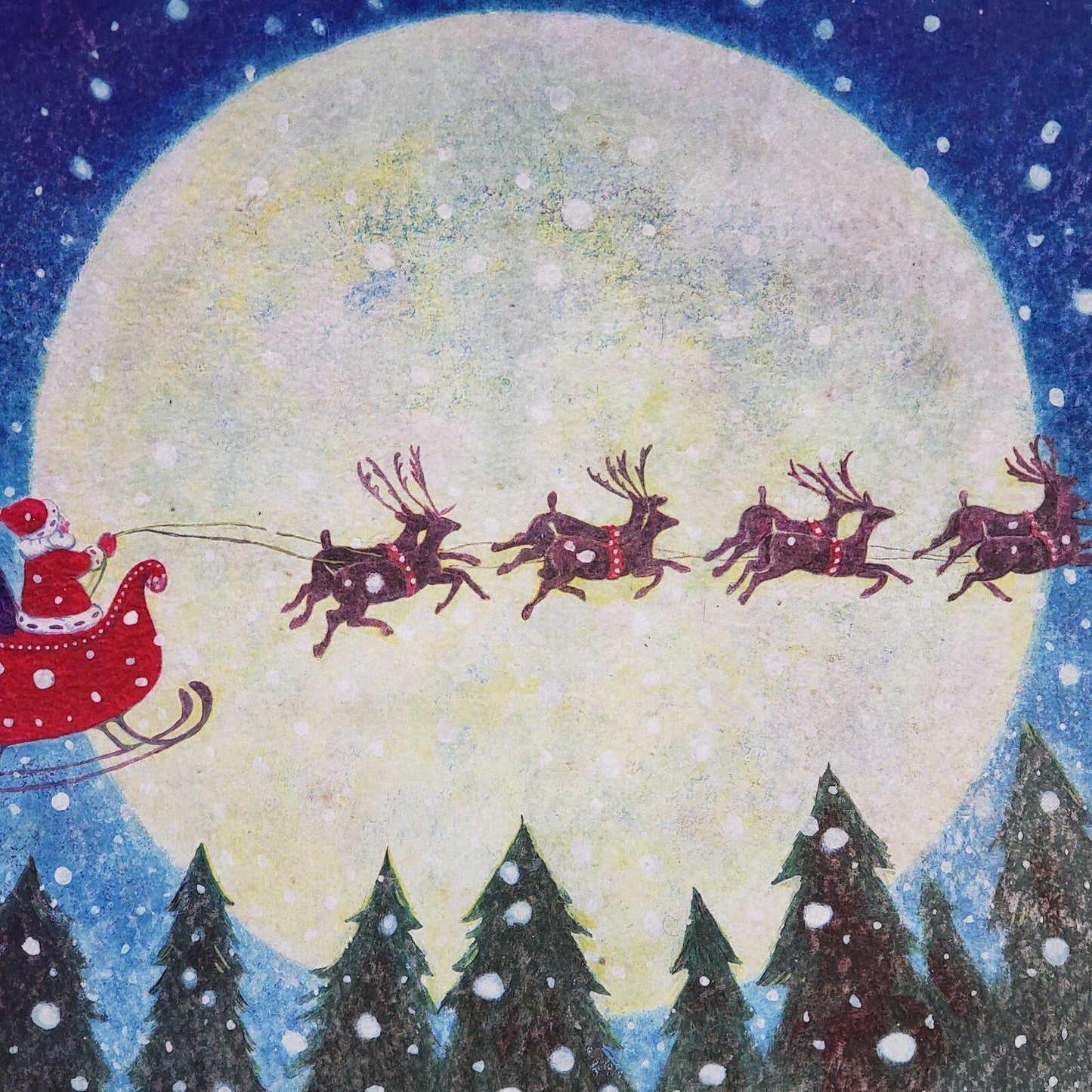 Christmas Doormat Santa Sleigh Reindeer Royal Full Moon Night Sky 30x18 Non-Slip