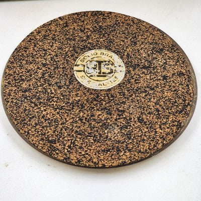 5 Solid Brass and Leather Coasters 4" with Wood Box Esther Price Candies Corp