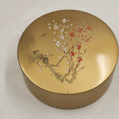Otagiri Japan 6 Round Cherry Blossom Gold Black Lacquered Coasters 4”
