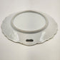 White Porcelain Platter Purple Floral Scalloped Edge Handles 9.5"