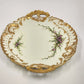 Limoges France 10.5" Round Platter Hand Decorated Floral Gold Trim Handle