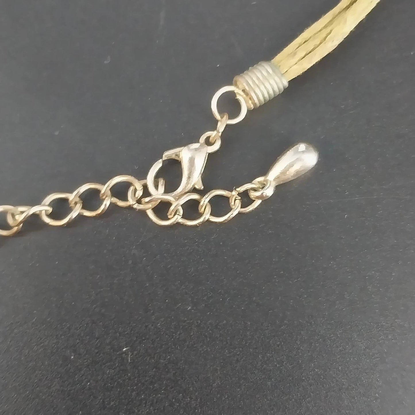 Linea Pele Brushed Gold Teardrop Pendant Necklace With Multi Strand Brown Cord