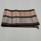 Pink Gray Black Striped Satin Sash Neck Scarf 36" x 5" Fringed Ends Vintage Wrap