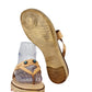 Castelfranco Wedge Sandals Womens 8 Beige Leather Rhinestone Italy