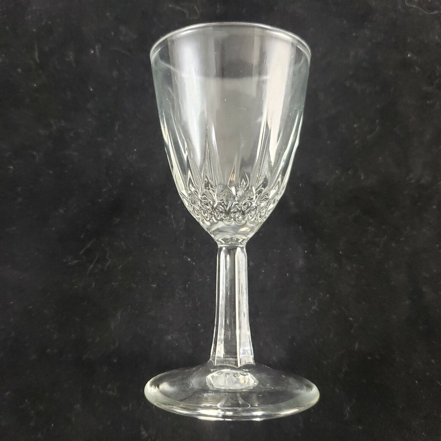 6 Pressed Glass Stemware Shot Cordial Drink Barware Vintage Clear Glasses 3½" H