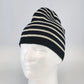 Black White Striped Knit Beanie Hat One Size Unisex Handcrafted Style Winter Cap