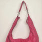 Pink Leather Hobo Bag Studded Hand Shoulder Purse Silver Studs Slouchy 12" Vtg