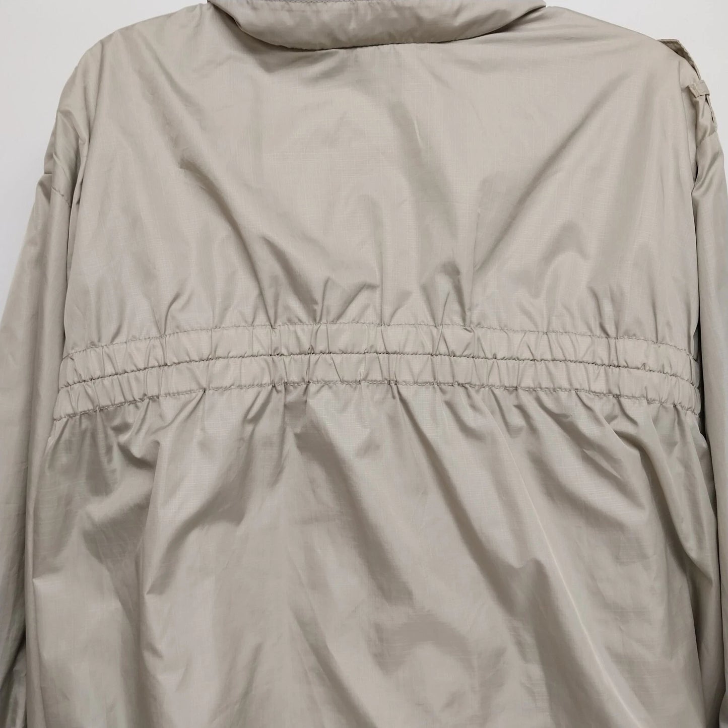 Eddie Bauer Women’s Jacket XXL Beige Hooded Zip Front 3/4 Sleeve Lightweight