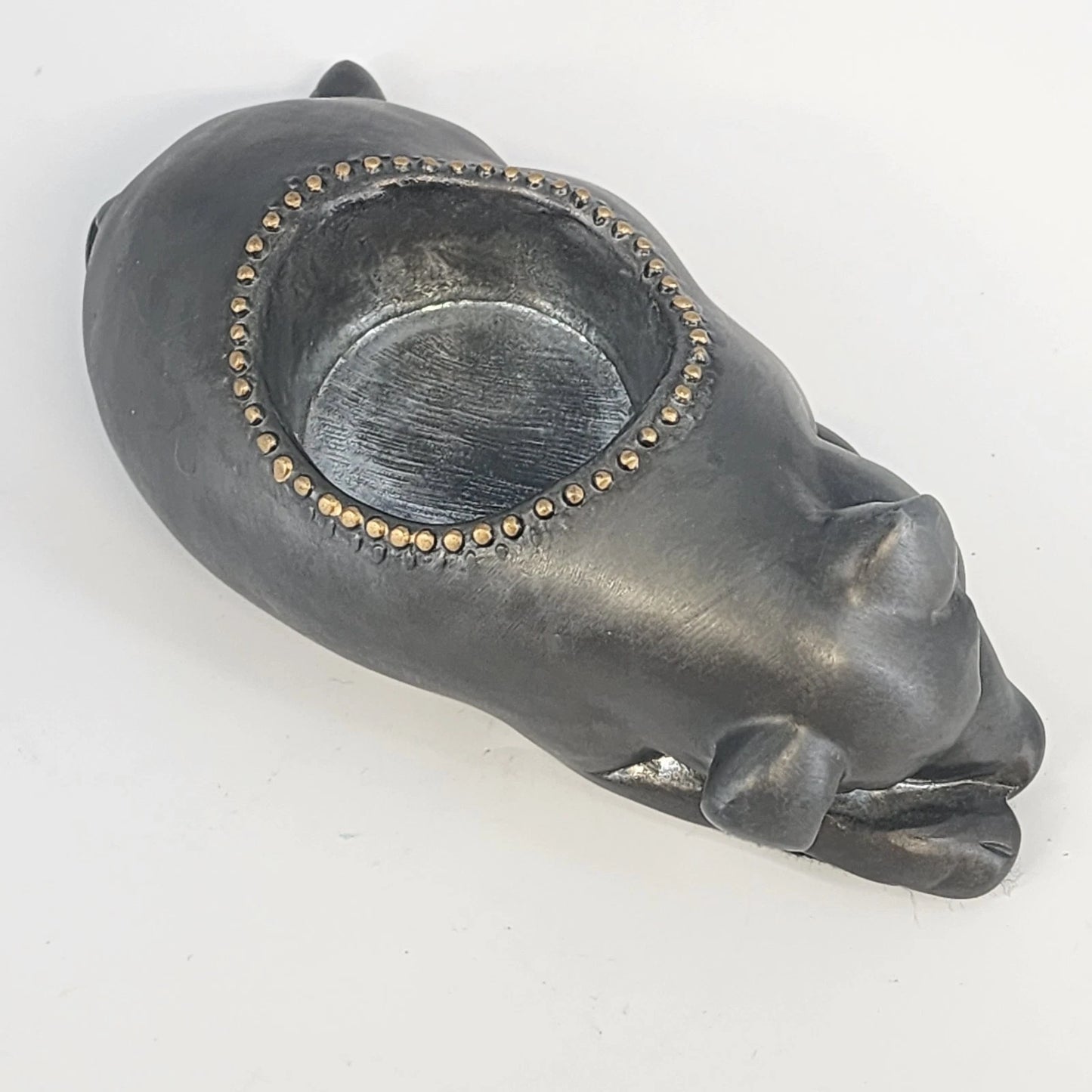 Pewter Sleeping Pig Oil Lamp Base Petites Choses Morton’s Steakhouse 7" USA Vtg