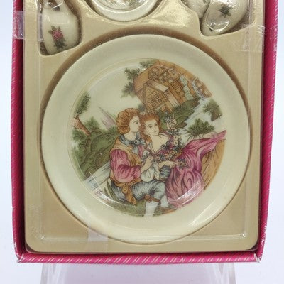10 Pc Mini White Pink Porcelain Tea Set Kids Toy Collectible Decor