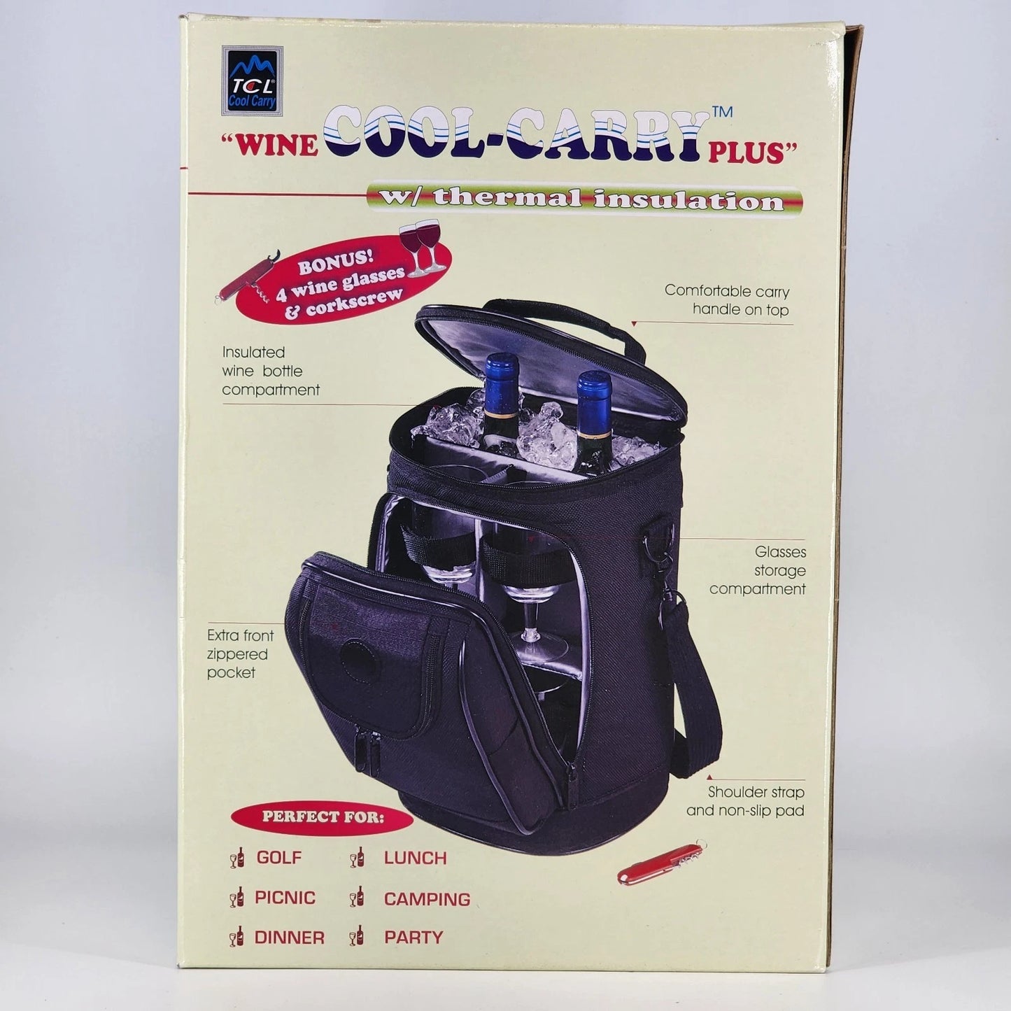 TCL Wine Cool-Carry Plus Insulated Thermal Travel Bag Picnic Tailgate Carrier