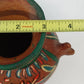 Hand Painted Floral Terracotta Tripod Vase Mexican Pottery Brown Multicolor 6.3"