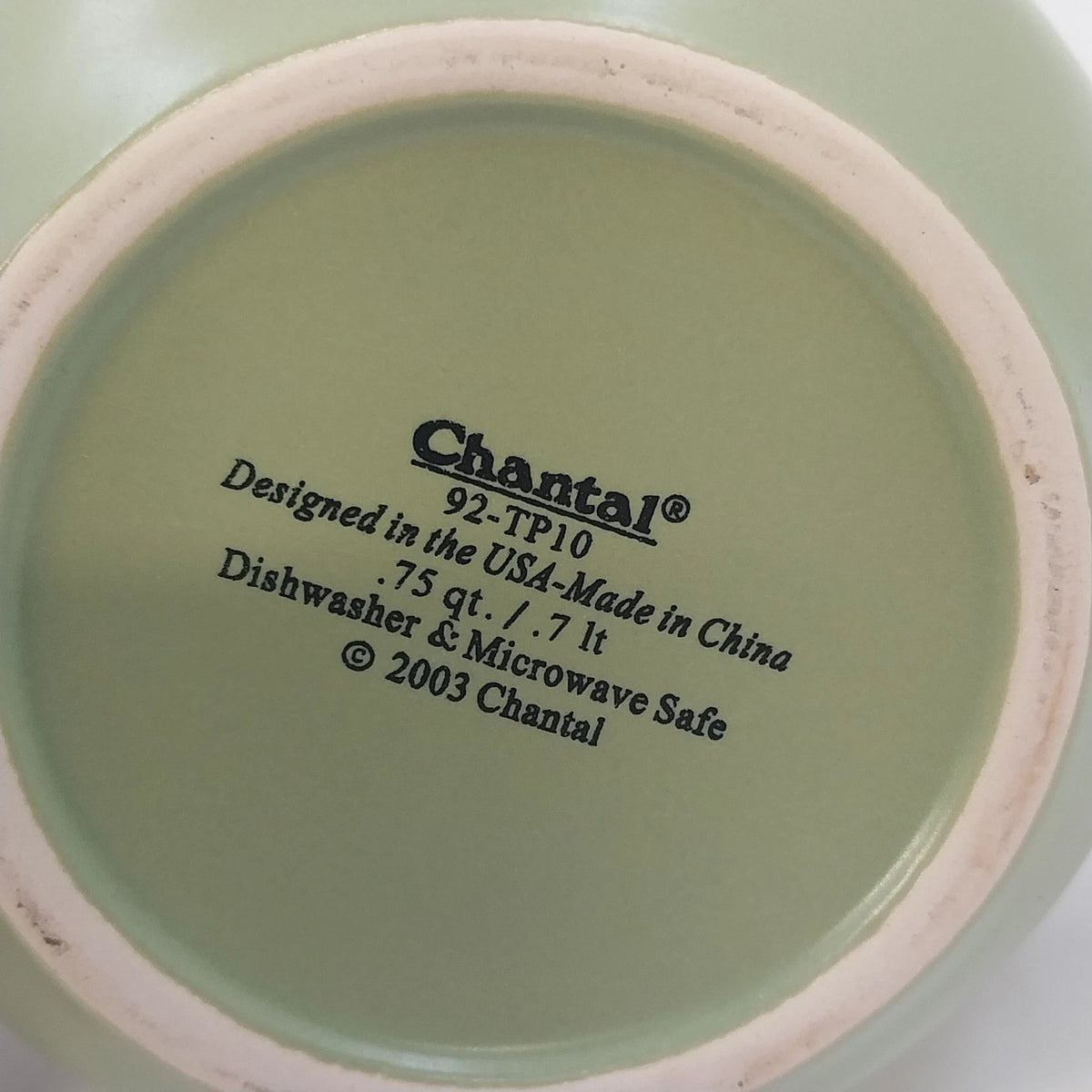 Chantal 92-TP10 Solid Green Teapot with Lid Stoneware Ceramic 0.75 Qt Vtg 2003
