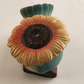 Inarco Bird on Log Figurine Japan Blue Yellow Porcelain Flower Hat 4¼" # E-1677