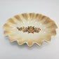 Vintage Ruffled Edge Ceramic Bowl 12 Inch Autumn Floral