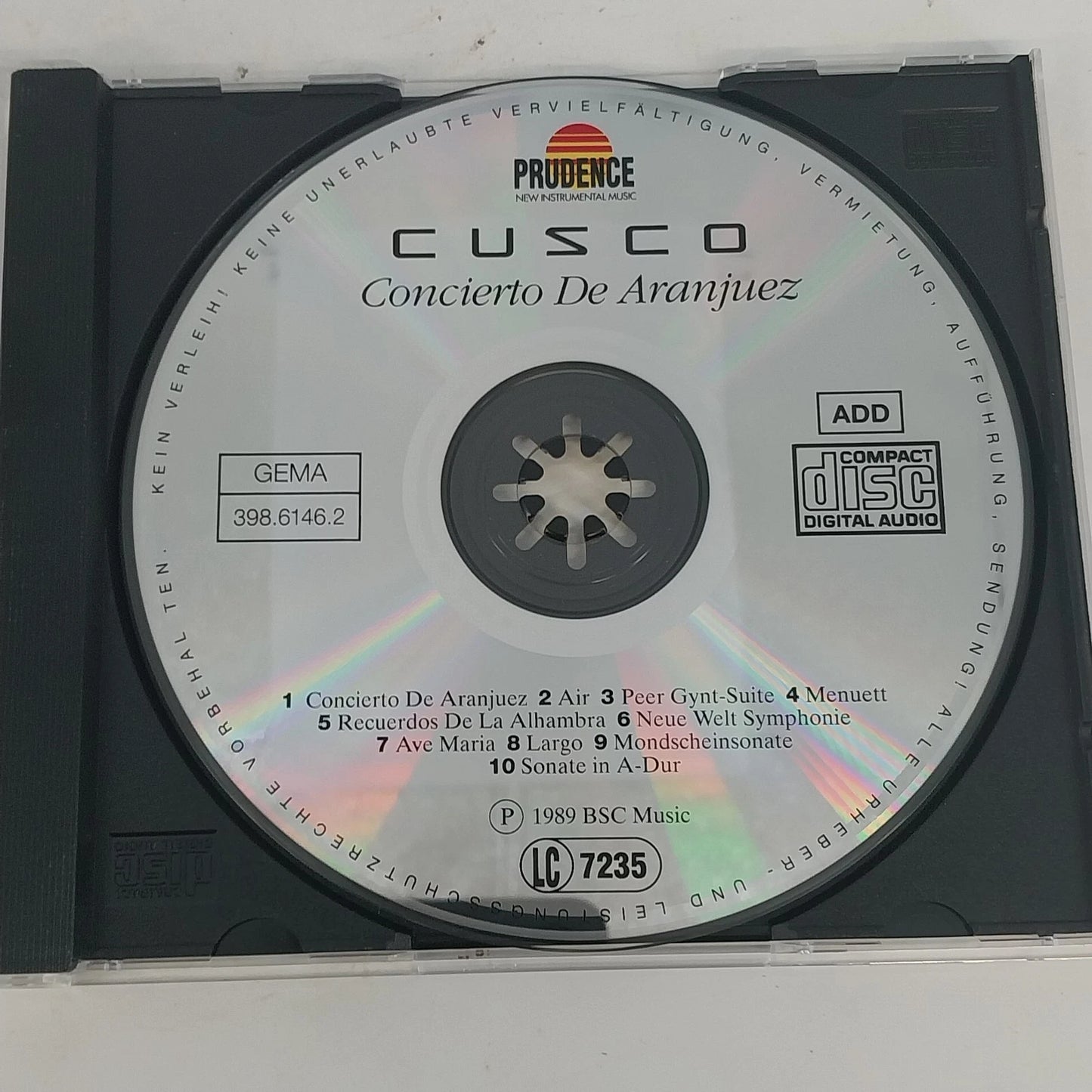 Cusco Concierto De Aranjuez CD Prudence New Age Ambient Instrumental Music 1989