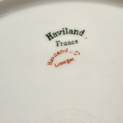 Haviland Limoges France Serving Plate Rose Colorful Flowers Gold Scallop Edge 9"