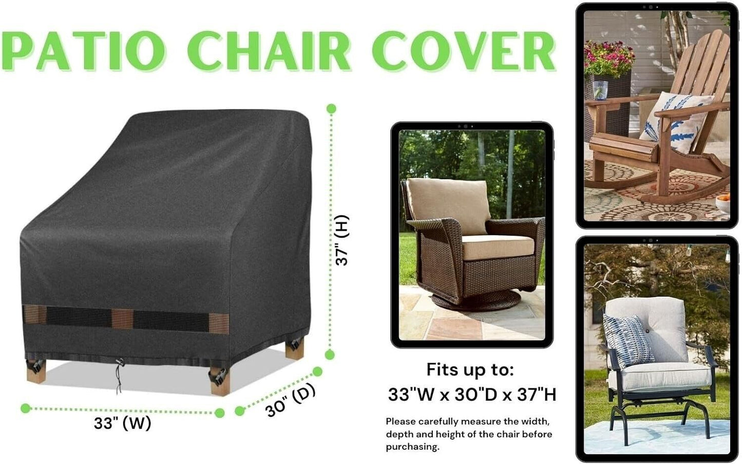 Tunnell Trends Patio Furniture Deep Seat Chair Cover Fits up to 30"Dx33"Wx37"H