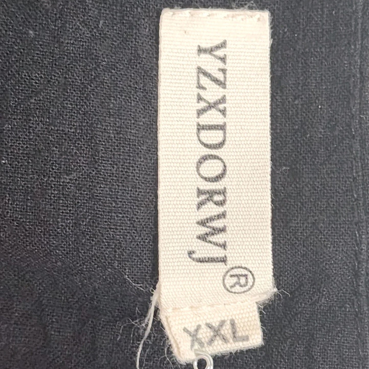 YZXDORWJ Embroidered Boho Shirt Black Crinkle Cotton Blend Short Sleeve Size XXL