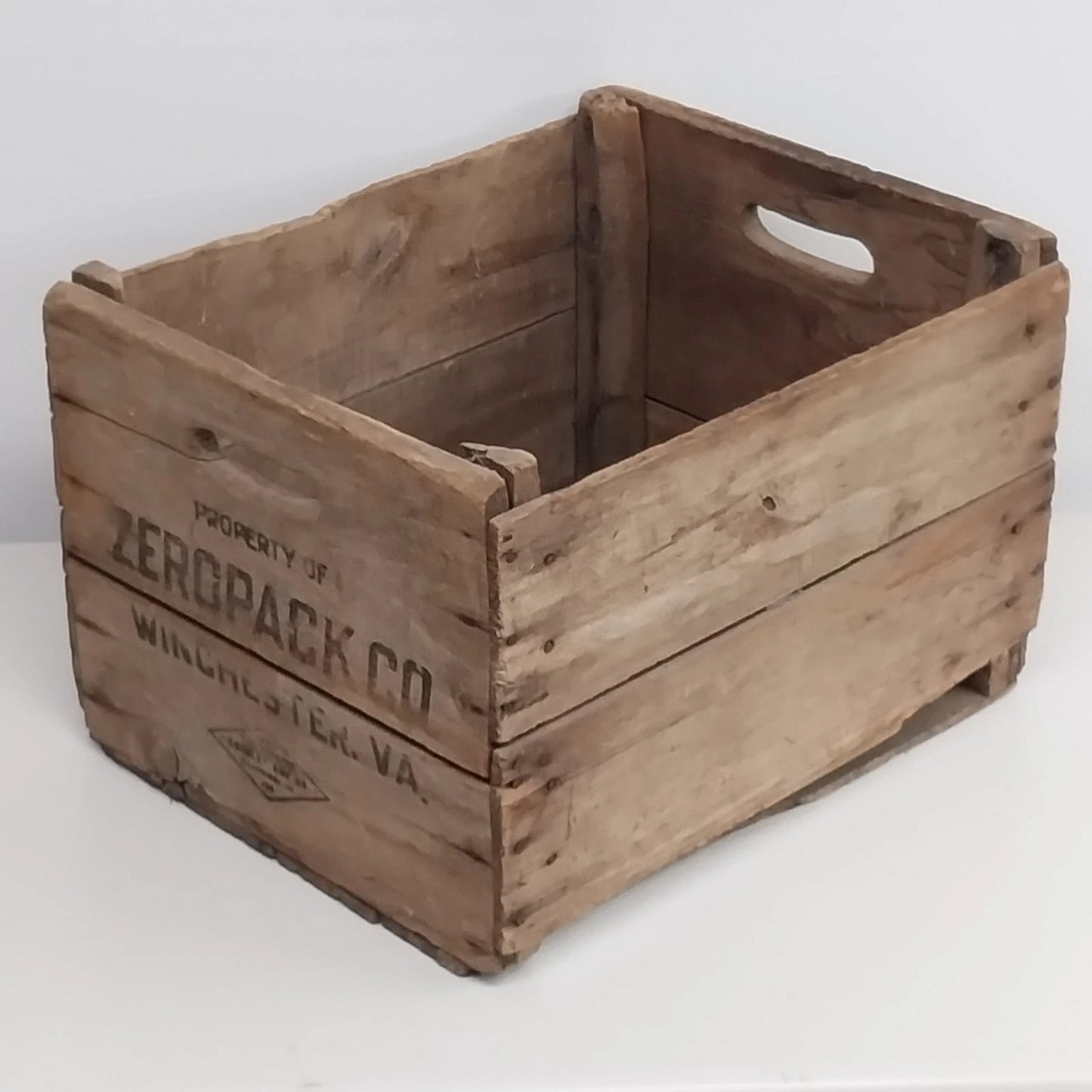 Zeropack Wooden Crate Winchester VA Advertising Storage Box Vintage 18x15x12