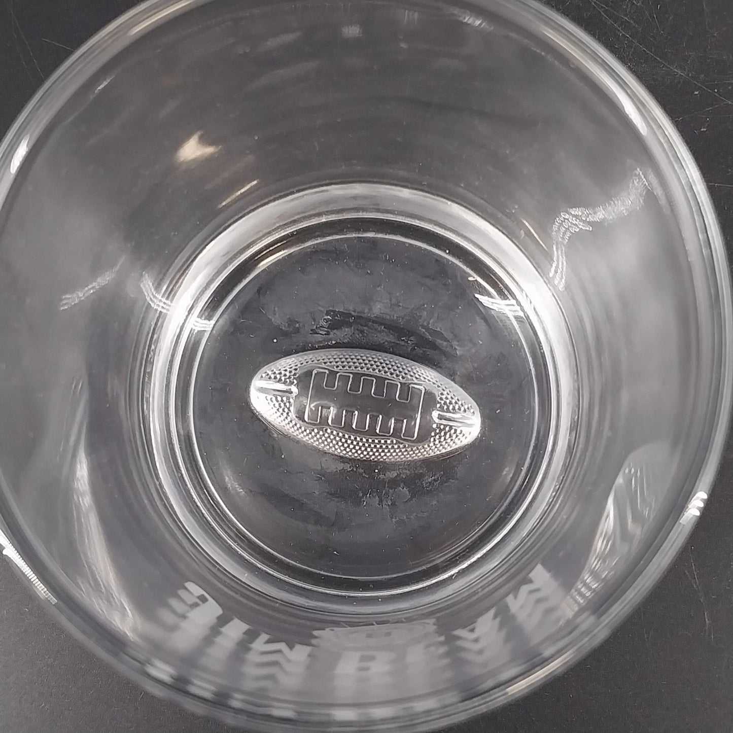 Vintage Jim Beam Etched Whiskey Rocks Glasses Golf Football Pair