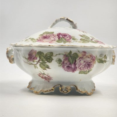 Rosenthal RC Monbijou Soup Tureen w/ Lid Bavaria Pink Roses Gold Scalloped VTG