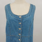 Cherokee Denim Mini Dress L Button Front Sleeveless Skater Blue