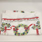 Christmas Holiday Rectangle Tablecloth Wreath Pine Cones Candles Ribbon 62"x48"