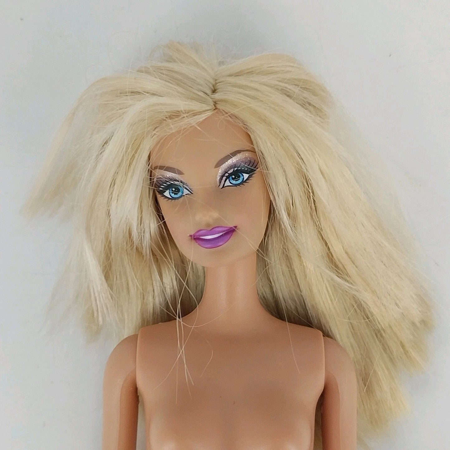 Barbie Doll Mattel 1998 Head 1999 Body Nude Bendable Knees Blonde Purple Lips
