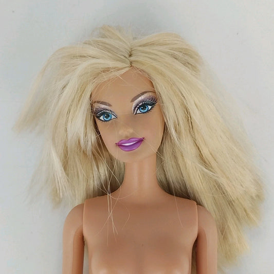 Barbie Doll Mattel 1998 Head 1999 Body Nude Bendable Knees Blonde Purple Lips