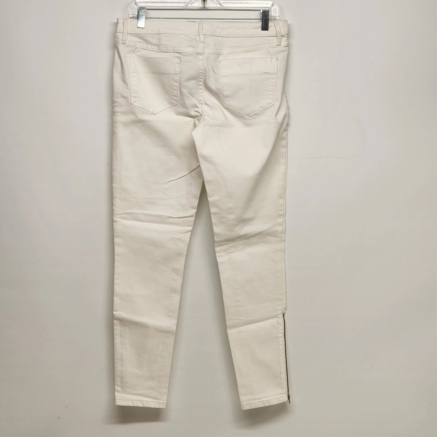Mossimo White Stretch Denim Jeans Women's 10 Zipper Taper Leg Convertible Chic
