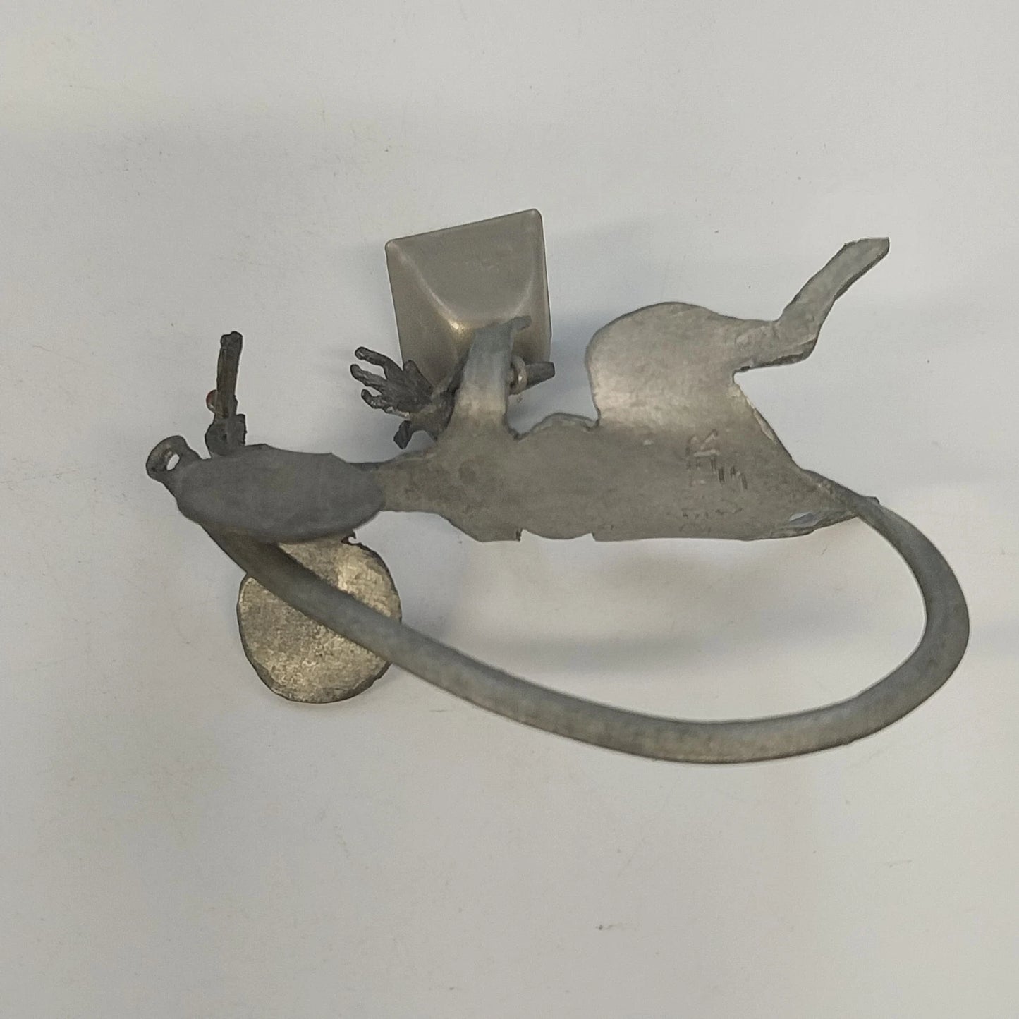 Zemtek Pewter Mouse Holding Bell Figurine Red Nose 3" Collectible Metal Ornament