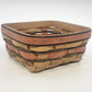 Longaberger Handwoven Natural Wood Basket Red Accent 6.75" Sq Dresden OH 2009