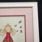 Fairy Tale Princess Painting Print Pink Matting White Frame 14"x16" Vintage Art